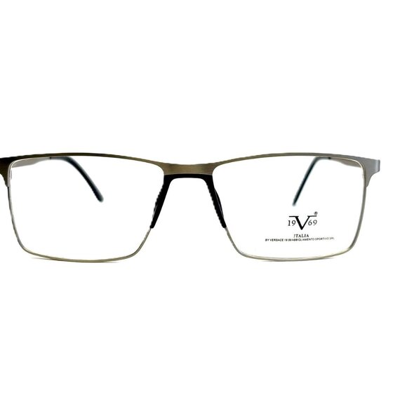 Men's Rectangular Matte Gunmetal Eyeglasses & Black Plastic Bridge & Temple Tips - Picture 9 of 11